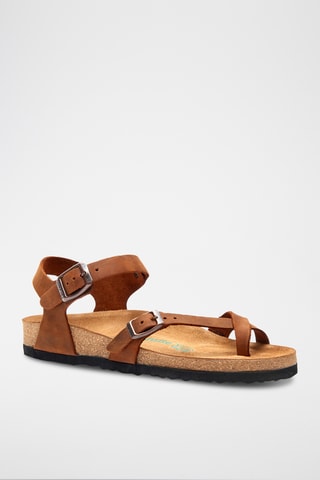 Sandalias de piel Gabriella - Marrón - Diseño ancho