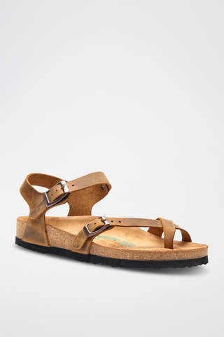 Sandalias de piel Gabriella - Beige - Diseño ancho