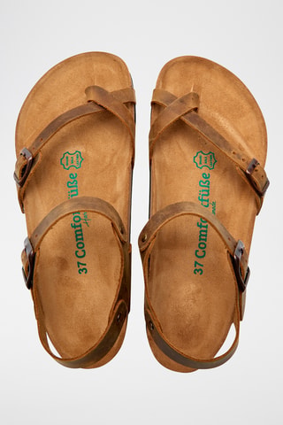 Sandalias de piel Gabriella - Beige - Diseño ancho