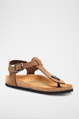 Sandalias de nobuk Gerda - Beige - Diseño ancho