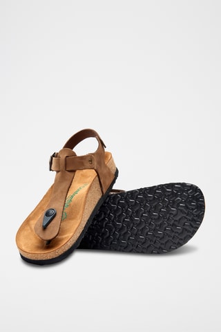 Sandalias de nobuk Gerda - Beige - Diseño ancho