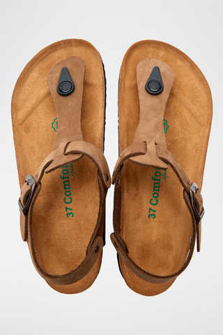 Sandalias de nobuk Gerda - Beige - Diseño ancho