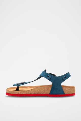 Sandalias de nobuk Gerda - Azul marino - Diseño ancho