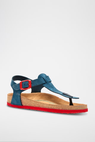 Sandalias de nobuk Gerda - Azul marino - Diseño ancho