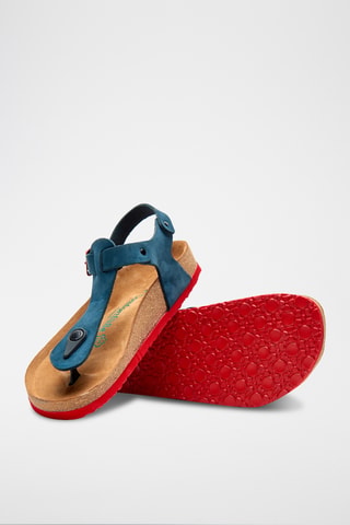 Sandalias de nobuk Gerda - Azul marino - Diseño ancho