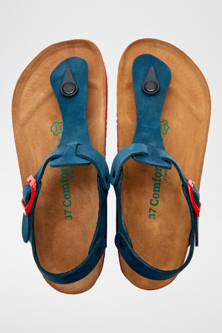 Sandalias de nobuk Gerda - Azul marino - Diseño ancho
