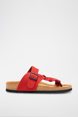 Sandalias de nobuk Gisel - Rojo - Diseño ancho