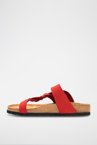 Sandalias de nobuk Gisel - Rojo - Diseño ancho