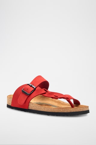 Sandalias de nobuk Gisel - Rojo - Diseño ancho