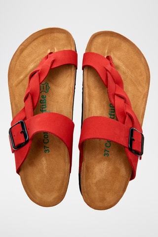 Sandalias de nobuk Gisel - Rojo - Diseño ancho