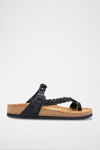 Sandalias de nobuk Ilva - Negro - Diseño ancho