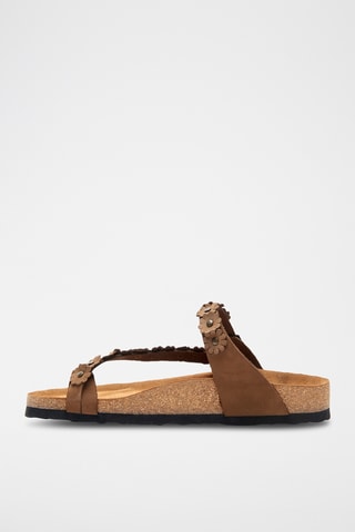 Sandalias de nobuk Ilva - Camel - Diseño ancho