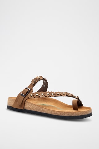 Sandalias de nobuk Ilva - Camel - Diseño ancho