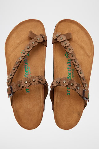 Sandalias de nobuk Ilva - Camel - Diseño ancho