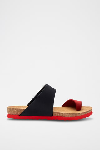 Sandalias de nobuk Nicole - Negro y rojo - Diseño estrecho