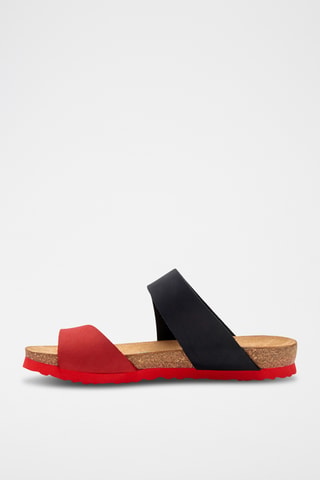 Sandalias de nobuk Nicole - Negro y rojo - Diseño estrecho
