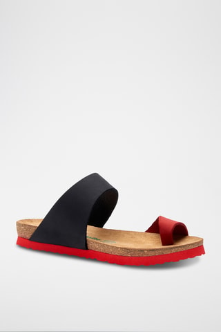 Sandalias de nobuk Nicole - Negro y rojo - Diseño estrecho