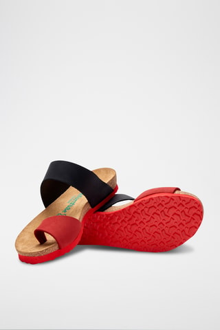 Sandalias de nobuk Nicole - Negro y rojo - Diseño estrecho