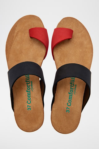 Sandalias de nobuk Nicole - Negro y rojo - Diseño estrecho
