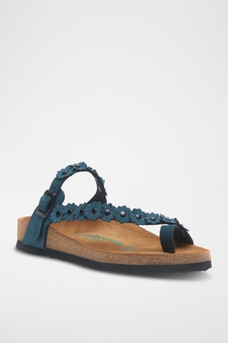 Sandalias de nobuk Ilva - Azul marino - Diseño ancho