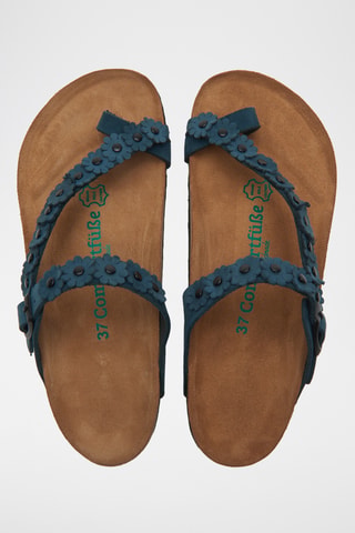 Sandalias de nobuk Ilva - Azul marino - Diseño ancho