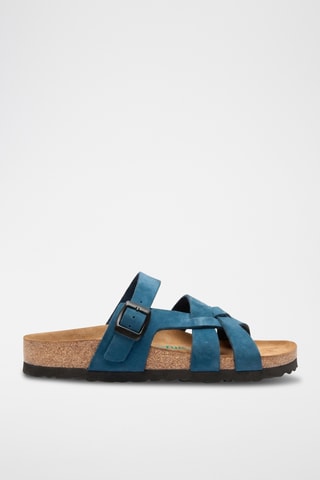 Sandalias de nobuk Lea - Azul marino - Diseño ancho