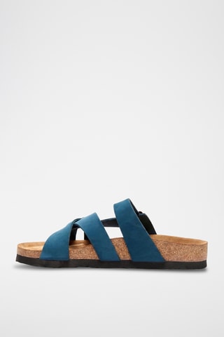 Sandalias de nobuk Lea - Azul marino - Diseño ancho