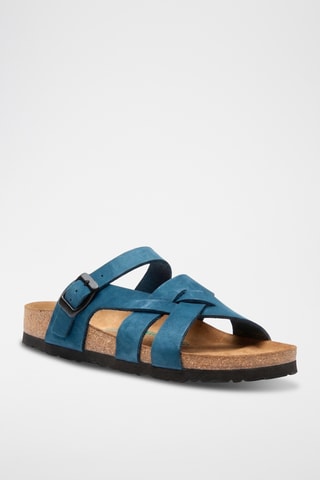 Sandalias de nobuk Lea - Azul marino - Diseño ancho