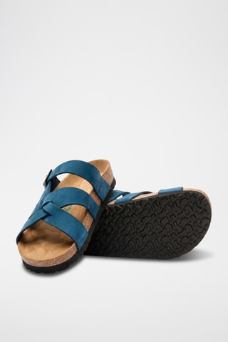 Sandalias de nobuk Lea - Azul marino - Diseño ancho