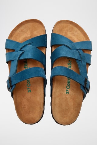 Sandalias de nobuk Lea - Azul marino - Diseño ancho