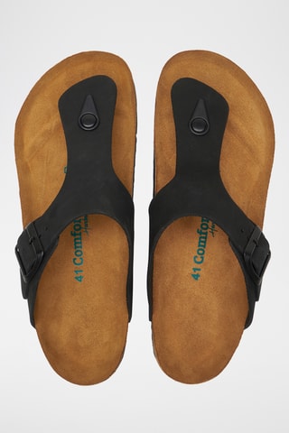 Sandalias de nobuk Maui - Negro - Diseño ancho