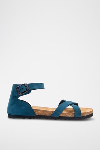 Sandalias de nobuk Milano - Azul marino - Diseño estrecho