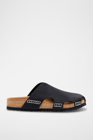 Zuecos de nobuk Trudi - Negro - Diseño ancho