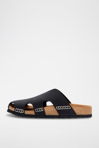 Zuecos de nobuk Trudi - Negro - Diseño ancho