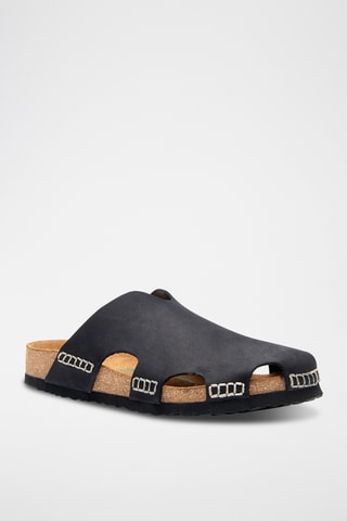 Zuecos de nobuk Trudi - Negro - Diseño ancho