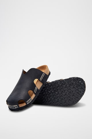 Zuecos de nobuk Trudi - Negro - Diseño ancho