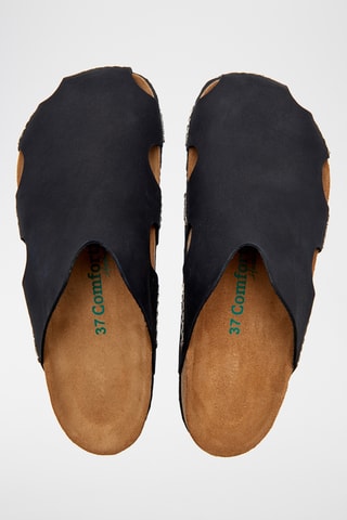 Zuecos de nobuk Trudi - Negro - Diseño ancho