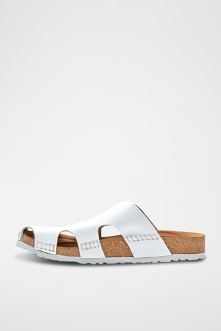Zuecos de piel Trudi - Blanco - Diseño ancho