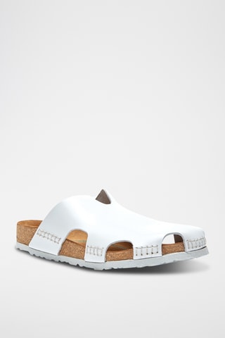Zuecos de piel Trudi - Blanco - Diseño ancho