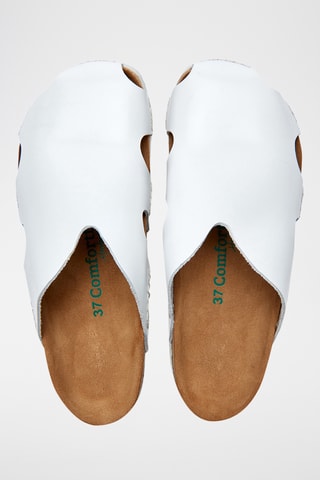 Zuecos de piel Trudi - Blanco - Diseño ancho