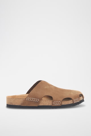 Zuecos de nobuk Trudi - Beige - Diseño ancho