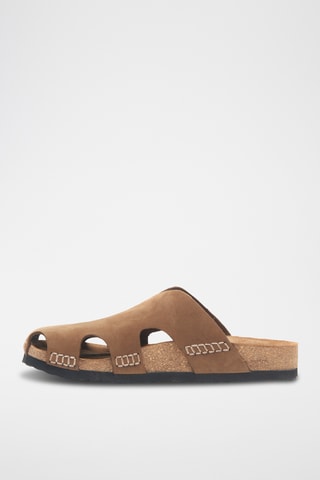 Zuecos de nobuk Trudi - Beige - Diseño ancho