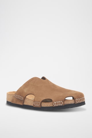 Zuecos de nobuk Trudi - Beige - Diseño ancho