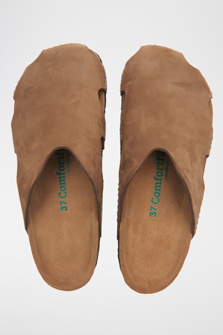 Zuecos de nobuk Trudi - Beige - Diseño ancho