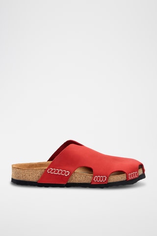 Zuecos de nobuk Trudi - Rojo - Diseño ancho