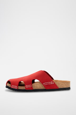 Zuecos de nobuk Trudi - Rojo - Diseño ancho