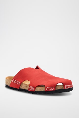 Zuecos de nobuk Trudi - Rojo - Diseño ancho