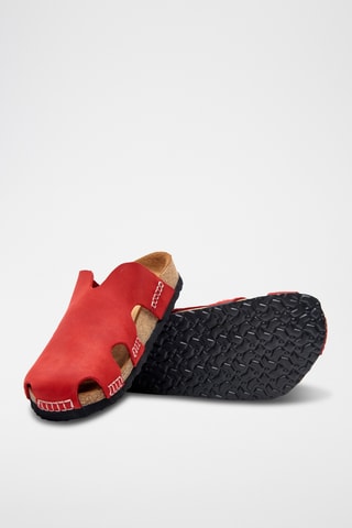 Zuecos de nobuk Trudi - Rojo - Diseño ancho