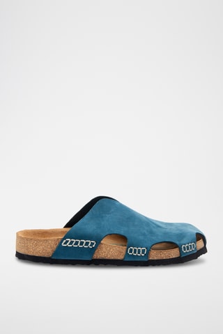 Zuecos de nobuk Trudi - Azul marino - Diseño ancho