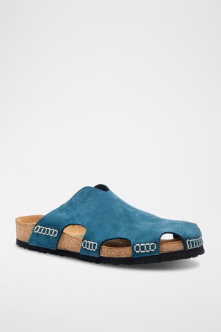 Zuecos de nobuk Trudi - Azul marino - Diseño ancho